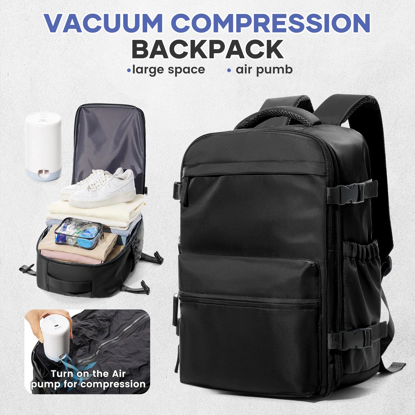 Vacuum Travel Backpack + Pump