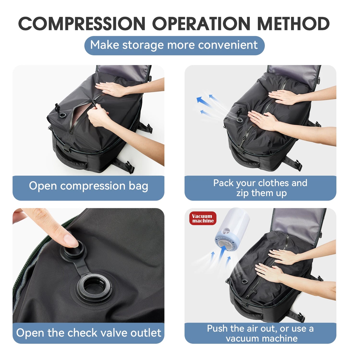 Vacuum Travel Backpack + Pump